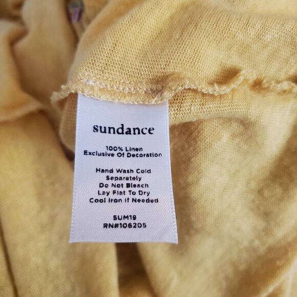 Sundance Women's Top Medium Yellow Embroidered Linen Flowy Boho Coastal Cowgirl - Picture 9 of 9